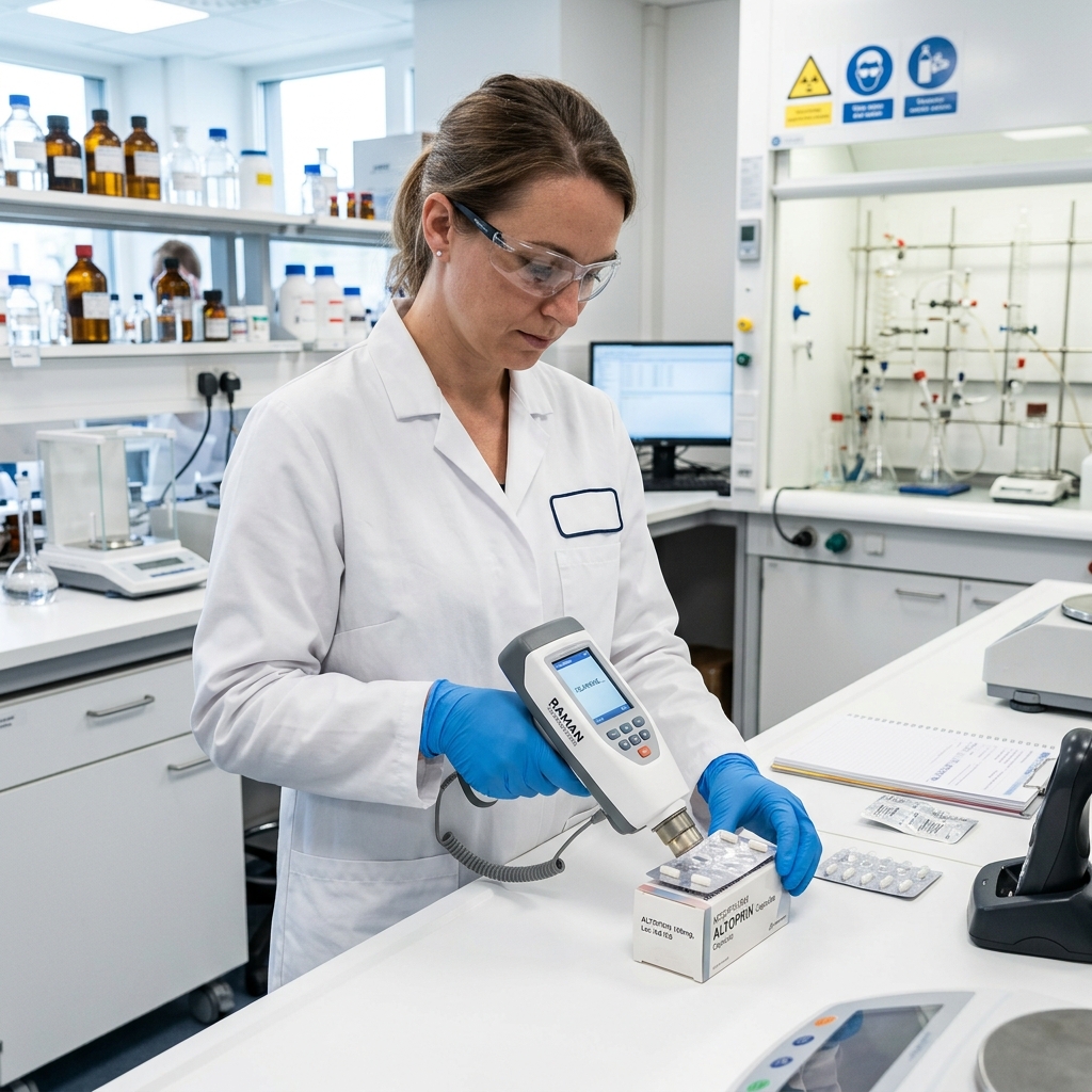 TruScan RM Raman analyzer in pharmaceutical laboratory